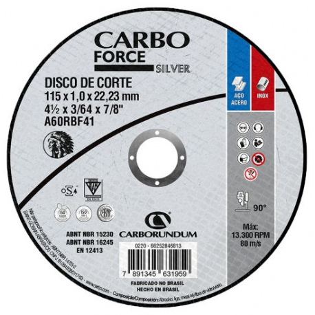 DISCO DE CORTE FERRO/ACO INOX 115X1,0 X22,23MM